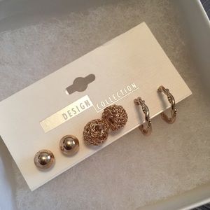 3 Piece Gold Earring Set